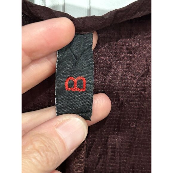 Brown Sleeveless Scoop Neck Crinkle Texture Long Plus Size Dress - Picture 6 of 7